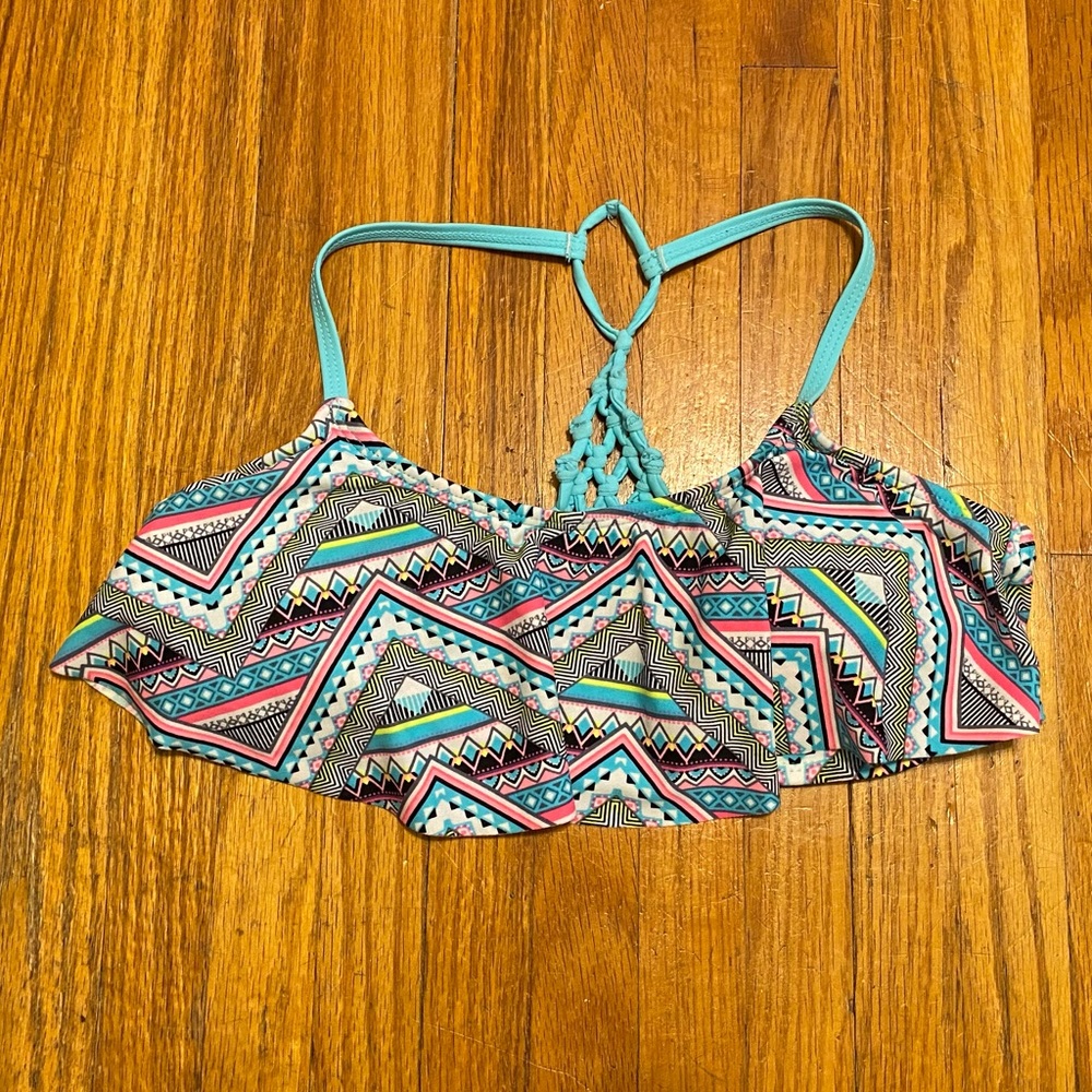 Colorful tribal bikini top w/ overlay